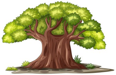 Canlı yeşil yaprakları olan büyük bir ağaç.