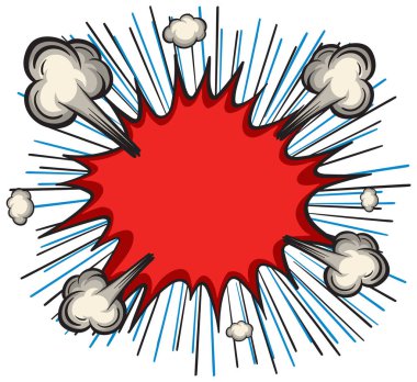 Duman bulutlu kırmızı çizgi roman baloncuğunun vektör çizimi