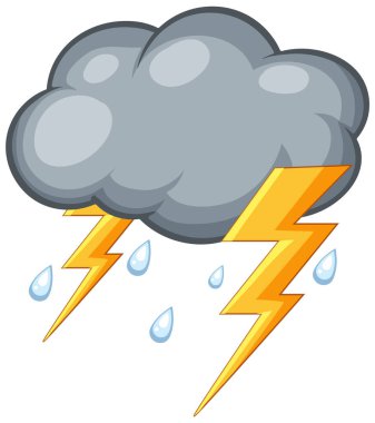 Yıldırımlar ve düşen yağmur damlalarıyla fırtına bulutu tasviri