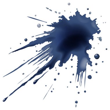 Mavi mürekkep sıçramasının canlı bir vektör çizimi, dinamik hareket ve akıcılığı modern sanatsal tarzda sergiliyor.