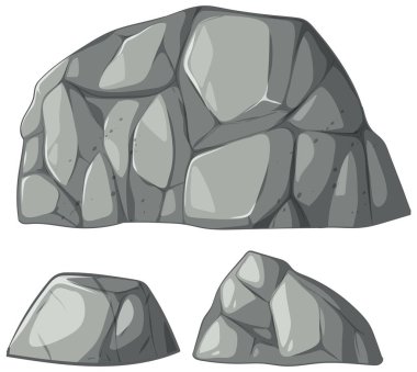 Tasarım projeleri ve animasyonlar için ideal, geometrik şekilli ve sessiz renklerle biçimlendirilmiş kayaları içeren bir vektör illüstrasyonu