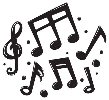 Çeşitli müzik notaları ve sembollerin vektör sanatı