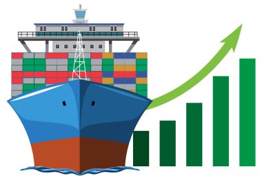 Yükselen grafiği olan kargo gemisi ekonomik büyümeyi simgeliyor