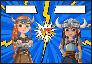 İki Viking karakteri bir çizgi roman gösterisinde