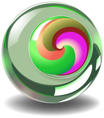 Parlak bir kürenin içinde canlı spiral tasarım