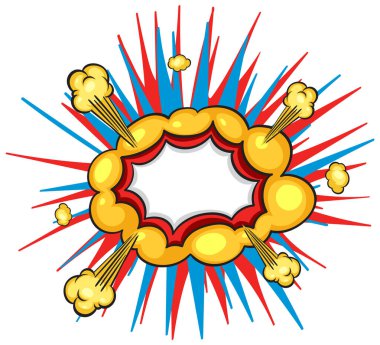 Metin için boş konuşma baloncuğu ile renkli çizgi roman tarzı patlama