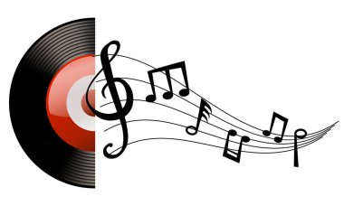 Müzik notaları eşliğinde plak kaydı