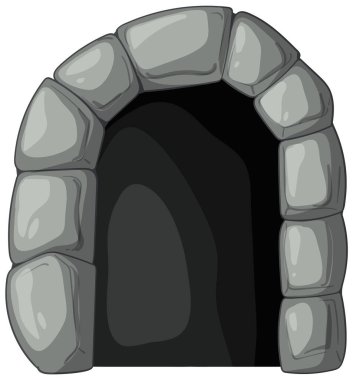 İçi karanlık bir taş kemerin vektör çizimi. Pürüzsüz gölgeleme ve basit, temiz bir tasarım.