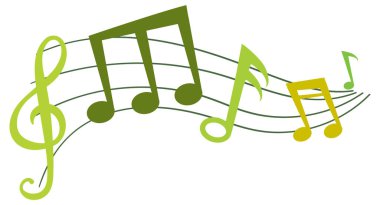 Müzik ve ahengi sembolize eden canlı notalar ve personel