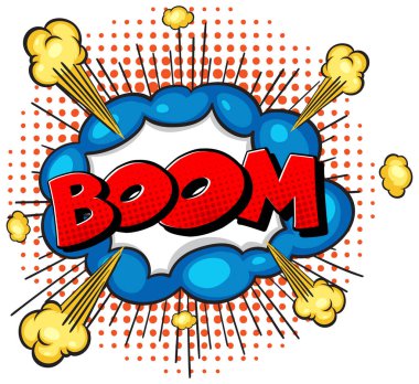 Canlı renkleri ve kalın tipografisi olan bir çizgi romanın dinamik vektör çizimi. Neşeli ve enerjik tasarımlar için mükemmel.