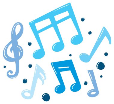 Dinamik düzende renkli notalar ve semboller