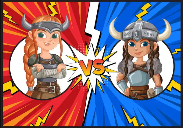 Rekabetçi bir hesaplaşmada iki Viking karakteri