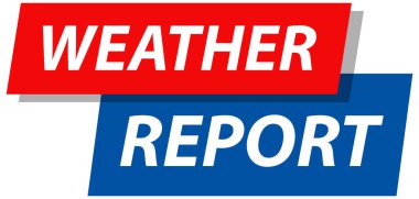 Kırmızı ve mavi renkli koyu tipografi içeren dinamik vektör illüstrasyonu, haber ve hava sunumları için ideal