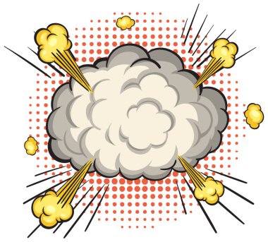 Dinamik efektli karikatür tarzı patlama bulutunun vektör çizimi