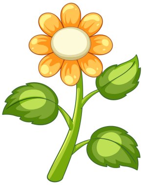 Canlı yeşil yapraklı bir portakal çiçeğinin vektör çizimi