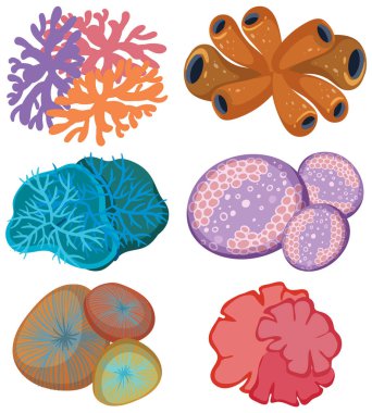 Değişik deniz yaşam formlarının canlı tasviri