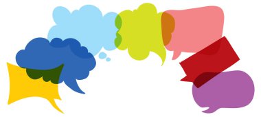 Canlı konuşma kabarcıkları iletişimi ve fikirleri simgeliyor.