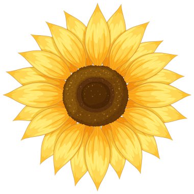 Detaylı taç yaprakları ve zengin renkleri olan parlak ayçiçeği çizimi. Doğa temalı tasarımlar ve yaratıcı projeler için mükemmel.