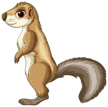 Çalı kuyruklu şirin bir sincabın vektör çizimi. Sıcak renkler ve neşeli bir çizgi film tarzı.