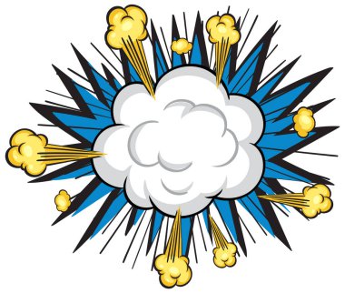 Bulutlar ve dinamik çizgilerle çizgi roman patlamasının vektör çizimi