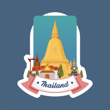 Kültürel ve seyahat temalı projeler için mükemmel, karmaşık detaylar ve koyu renklerle bir Tayland tapınağının canlı vektör çizimi