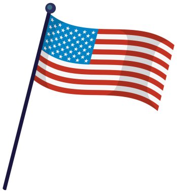 Amerikan bayrağının dinamik el sallama efektli temsili. Kalın renkler ve temiz çizgiler vatanseverliğini arttırır.