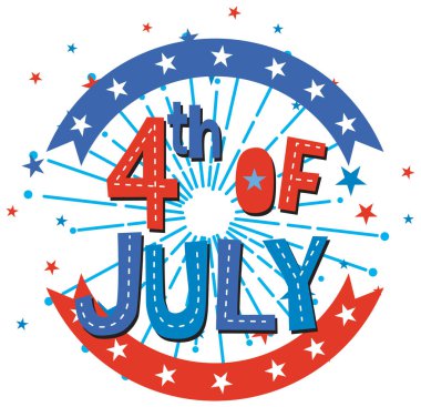 Bağımsızlık Gününü kutlayan renkli vektör tasarımı yıldızlar, çizgiler ve kırmızı, beyaz ve mavi ile kalın tipografi