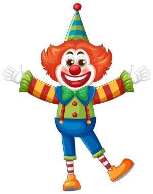 Canlı renkleri ve abartılı özellikleri olan parlak, neşeli bir palyaço. Eğlenceli temalar ve çocukların içeriği için mükemmel