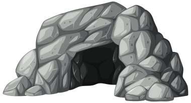 Vector illustration of a rocky cave entrance with detailed stone textures and shading, ideal for adventure themes