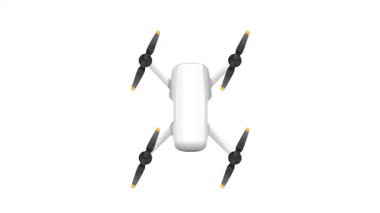 Hava aracı yukarıdan aşağıya doğru düzgün döner, akışkan hareketi ve simetrik tasarımı minimalist tarzda gösterir