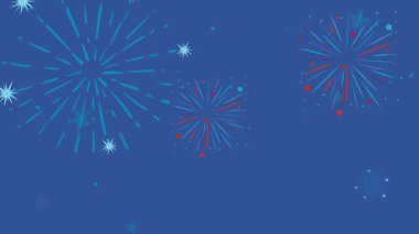 Amerikan bayrağı rengarenk havai fişeklere karşı dalgalanır, Bağımsızlık Günü 'nü canlı, şenlikli görsellerle kutlar.