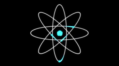 Çekirdek yörüngesindeki elektronları olan animasyon atomları