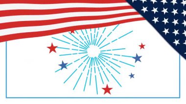 Bağımsızlık Günü 'nü havai fişekler, konfetiler ve vatansever renklerle animasyon kutlaması. Özellikler dinamik geçişler ve kalın tipografi