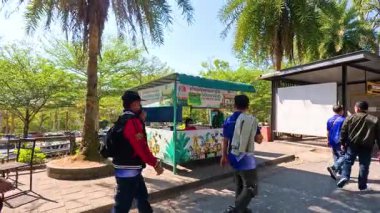 Ziyaretçiler Chonburi, Tayland 'da güneşli bir hayvanat bahçesinde geziniyorlar. Sahne, gevşetilmiş keşif ve canlı yeşillikleri yakalıyor.