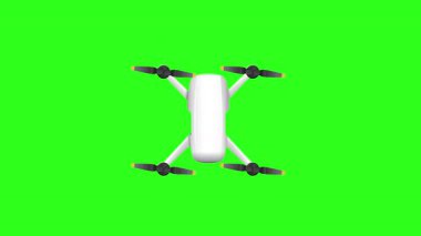 Bir dron canlı yeşil bir ekrana karşı sorunsuzca döner, dinamik hareket ve hava teknolojisi gösterir
