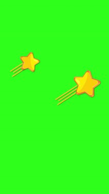 Parlak sarı yıldızlar canlı yeşil bir zemin üzerinde dinamik bir şekilde hareket eder, canlı ve tuhaf bir animasyon yaratır.