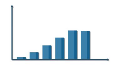 Pürüzsüz geçiş ve zıt renkler ile yukarı ve aşağı eğilimleri gösteren çubuk grafiklerinin canlandırılmış dizisi