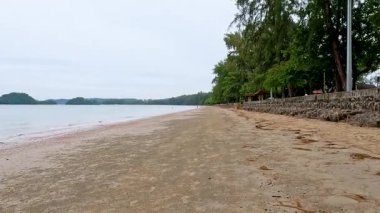 Tayland, Krabi 'de yemyeşil yemyeşil sakin bir sahil.