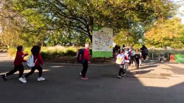 Melbourne Hayvanat Bahçesini keşfeden bir grup çocuk.