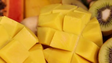 Çeşitli taze meyvelerden oluşan canlı bir karışım.