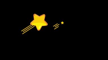 Parlak sarı yıldızlar, dinamik bir şekilde karanlık bir arkaplanda hareketli ve kaprisli bir animasyon yaratırlar.
