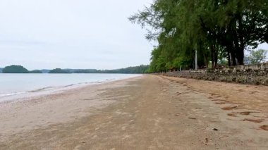Tayland, Krabi 'de yemyeşil yemyeşil sakin bir sahil.
