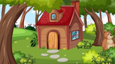 Goldilocks kulübeyi geziyor ve yulaf lapası buluyor.