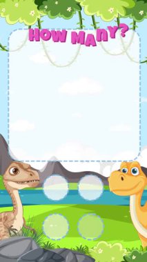 Dinozorlarla etkileşimli animasyon görseller ve oyuncu etkileşimler yoluyla sayma becerileri öğretiyor