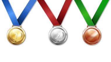 Geçmişi değişen altın, gümüş ve bronz madalyalar.