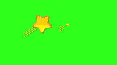 Sarı yıldızlar parlak yeşil bir zemin boyunca hareket eder, canlı ve enerjik bir animasyon yaratır, yumuşak geçişler ve hareketli hareketlerle