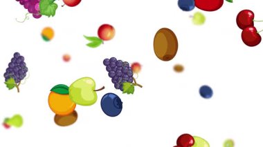 Beyaz bir zemine düşen canlı meyveler