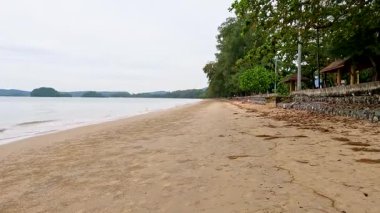 Tayland, Krabi 'de yemyeşil yemyeşil sakin bir sahil.