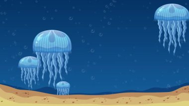 Denizanaları zarif bir şekilde suyun altında hareket ediyor.