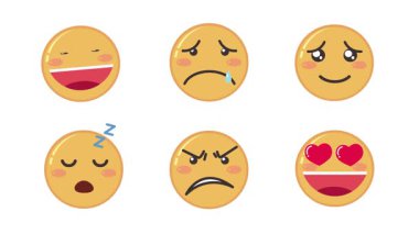 Farklı duygular gösteren çeşitli duygu simgeleri